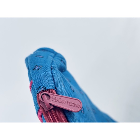 Vintage Lillian‎ Vernon Cosmetic Makeup Bag Blue Pink Floral 1980's Retro - Picture 10 of 12